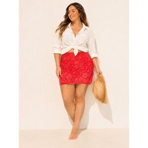 RipSkirt Hawaii Plus Size XXL Red‎ Dahlia Teaberry Wrap Skirt Coverup Length 2